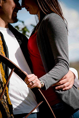 Engagement photo of a young bride and groom to be.