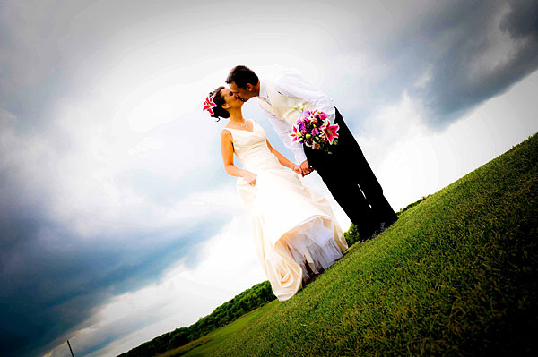 Wedding Photography: Bride and Groom on lawn