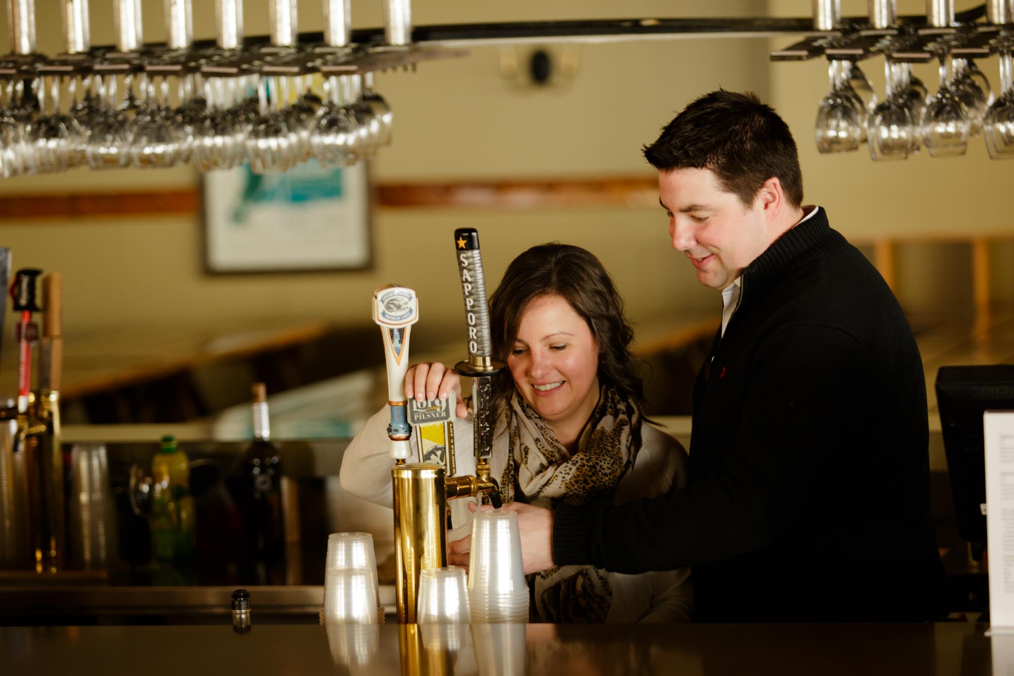 Lindsey + Mike Behind the Bar